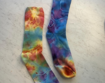 Hand Dyed Bamboo Socks | Size 9–11 | Ice Dyed Rainbow Socks | Ultra Soft