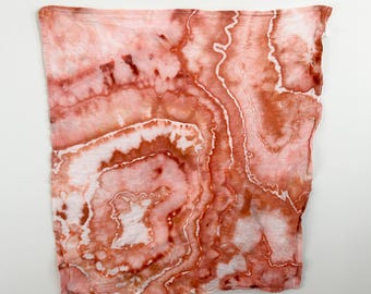Tie Dye Tea Towel | Ice Dyed Rust Terracotta Kitchen Towel | Hand Dyed Cotton Towel with Hang Loop | Boho Kitchen Decor