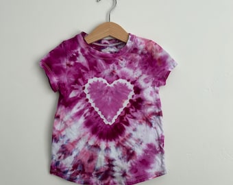 Toddler 3T Pink Heart Tie Dye Shirt - Hand Dyed Old Navy Tee