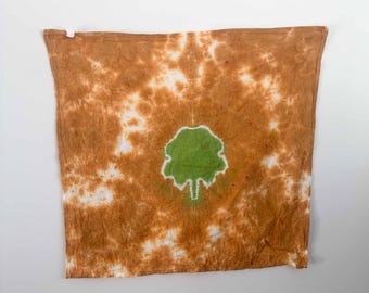Green Clover Tie Dye Towel | Rust Brown Shamrock Kitchen Towel | 27x27 Cotton Tea Towel | St Patricks Day Lucky Gift