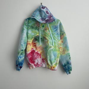 Adult Medium Tie Dye Hoodie – Bright Multicolor Geode Ice Dye