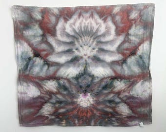 Ice Dyed Tea Towel | Deity Roll | Muted Rose Sage Kaleidoscope | 27x27 Cotton | Boho Kitchen Decor