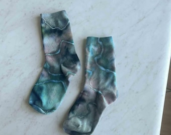 Kids Tie Dye Socks – Neutral Marble Ice Dye – Soft Crew Socks