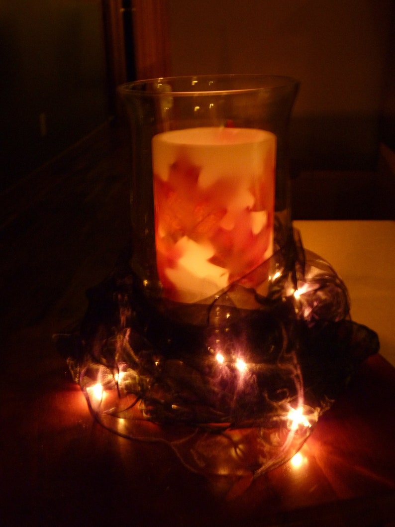Autumn Leaves Wax Hurricane Luminary Candle Etsy