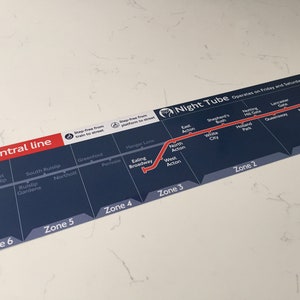 Londoner U-Bahn Original Tube Karte Linienplan Kunstdruck Poster Central Line Night Tube