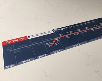 Londoner U-Bahn Central Line Night Tube Map Kunstdruck
