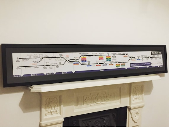 London Underground Original Tube Map Northern Line Diagram Art 