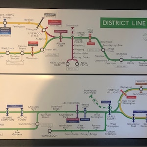 Original Papier Londoner Untergrund Circle, Circle & East London Line Car Diagram (Kunst, Poster) V Rare