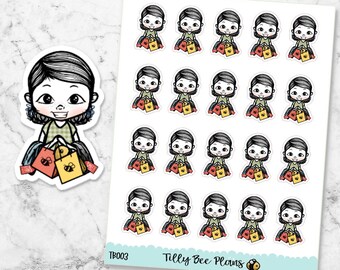 Tilly Hand Drawn Character Planner Sticker - Shopping Spree - DB003
