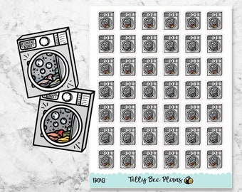 Tilly Hand Drawn Character Planner Sticker - Washing Machine - Laundry - TB043