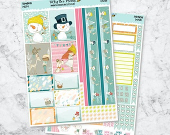 Snowman Party - Hobonichi Cousin Weekly Planner Sticker Kit