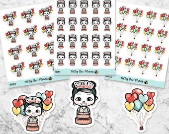 Tilly Hand Drawn Character Planner Sticker - Birthday Girl - Birthday Princess - Birthday Sticker - TB082