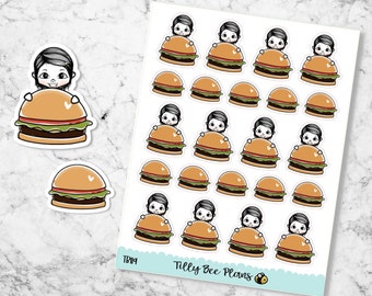 Tilly Loves Cheeseburgers - Hand Drawn Character Stickers