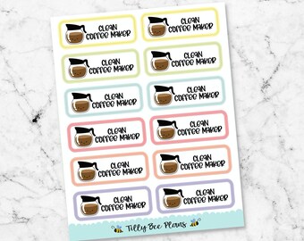 Functional Deco Planner Stickers - Clean the Coffee Pot