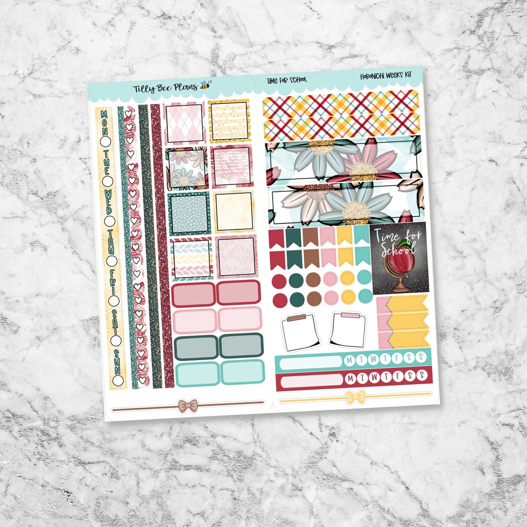 Time for School Foldable Hobonichi Weeks Weekly Planner Sticker Kit - Etsy