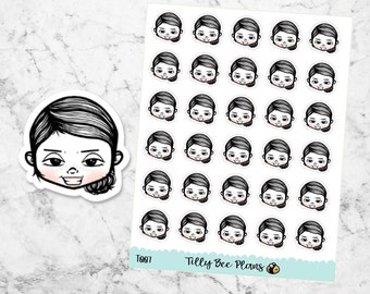 Tilly Character Planner Stickers - Emotis - Emoji - Feelings - Mischief - Snarky - Side Eye - T007