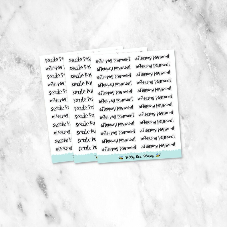 Script Planner Stickers - Sezzle, Afterpay, Klarna, Quadpay 