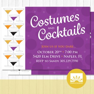 Halloween Cocktails Invitation. Costumes and Cocktails Invite, digital invitation, printable invite
