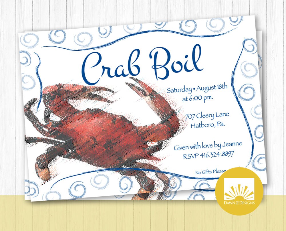 Crab Boil Invitation, Crab Party, Printable Invite, Digital Invitation