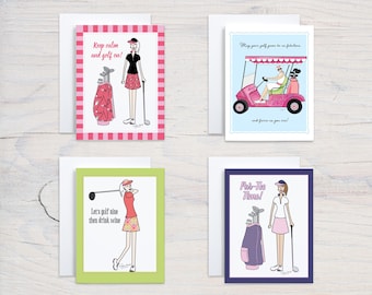 Women's Golf Blank Note Card Set Free Shipping