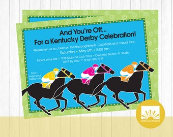 Kentucky Derby Invitation. Horse Racing, digital invitation, printable invite