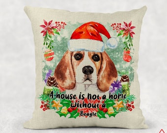 Beagle Christmas Pet Dog Santa Cushion Oreiller Chien De Chien Coussin d’animal de compagnie Couvrir le Père Noël