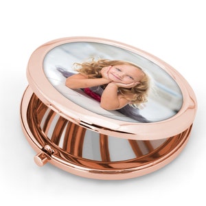 Photo Rose Gold Handbag Compact Mirror - Personalised Image / Picture Gift