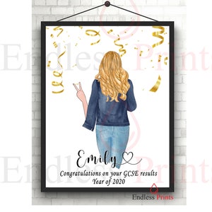 GCSE A Level results celebration congratulations gift print custom poster celebration