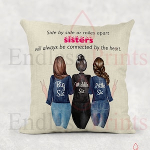 Personalizado Hermanas cojín regalo Best Friends Family Pillow cojín customisable regalo Cuarentena regalo social distanciamiento madres día