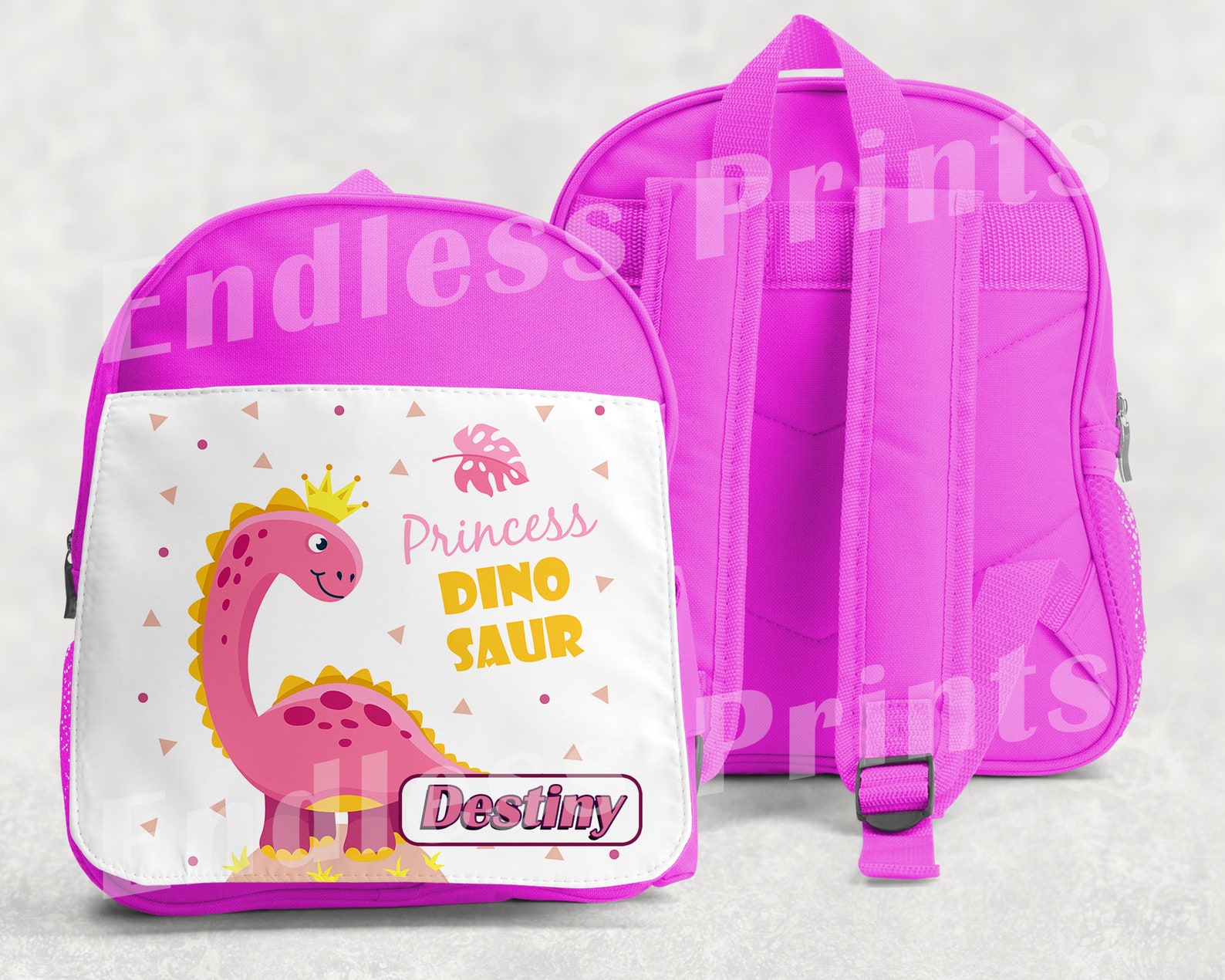 Personalised Dinosaurs Girls Backpack Pink School Bag Kids Etsy