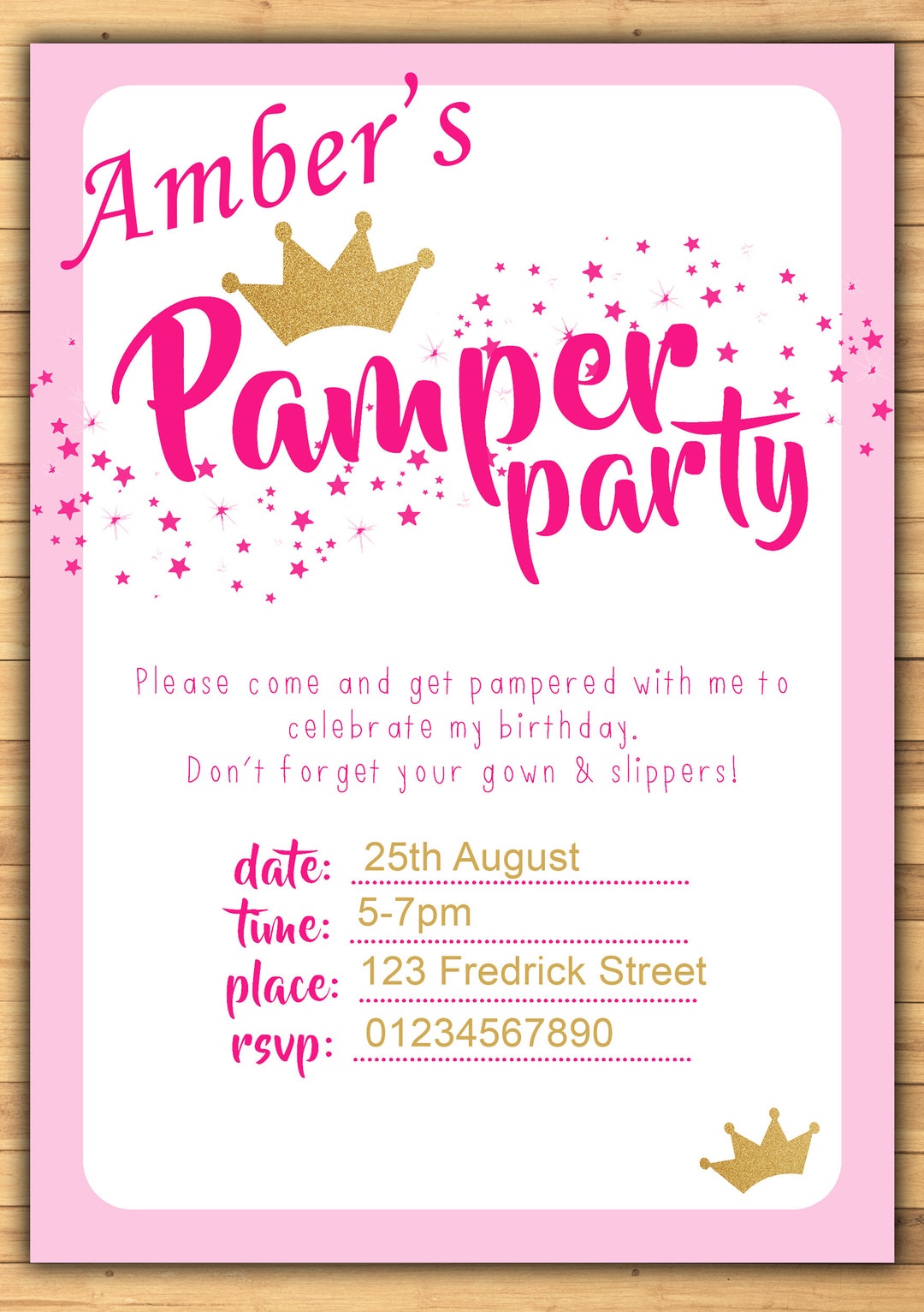 Pamper Party Birthday Invitation Party Invite Pamper Party Etsy