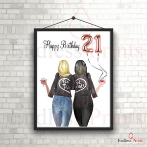 21st Birthday Gift For Her , 21st Birthday Decorations , 21st Birthday Balloons, Print, Best Friend Birthday Gift, Mum Birthday Gift,