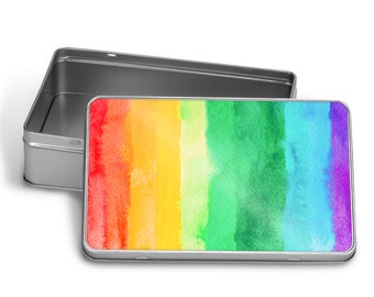 Aquarell Regenbogen Muster Bunte Metall Aufbewahrung Blechdose