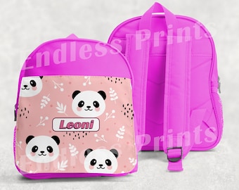 Personalised Panda Girls Backpack Pink School Bag Kids Backpack Childrens School PE Bag (1)