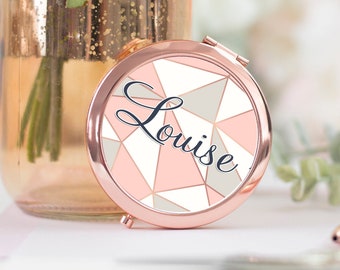 Rose Gold Personalised Pocket Mirror, Hen Party Pocket Mirror, Name Pocket Mirror, Handheld mirror, Bridesmaid Gift