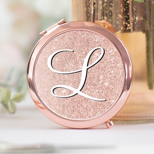 Rose Gold Personalised Pocket Mirror, Hen Party Pocket Mirror, Initial Pocket Mirror, Handheld mirror, Bridesmaid Gift