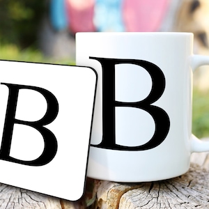 Letra do alfabeto com nome inicial caneca copo inicial conjunto de presente de café/chá