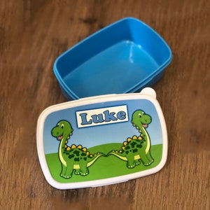 Personalisierte Dinosaur Sandwich Box Lunch Box Ihren Namen Blue School Kindergarten Geschenk zurück zu der Schule Weihnachten