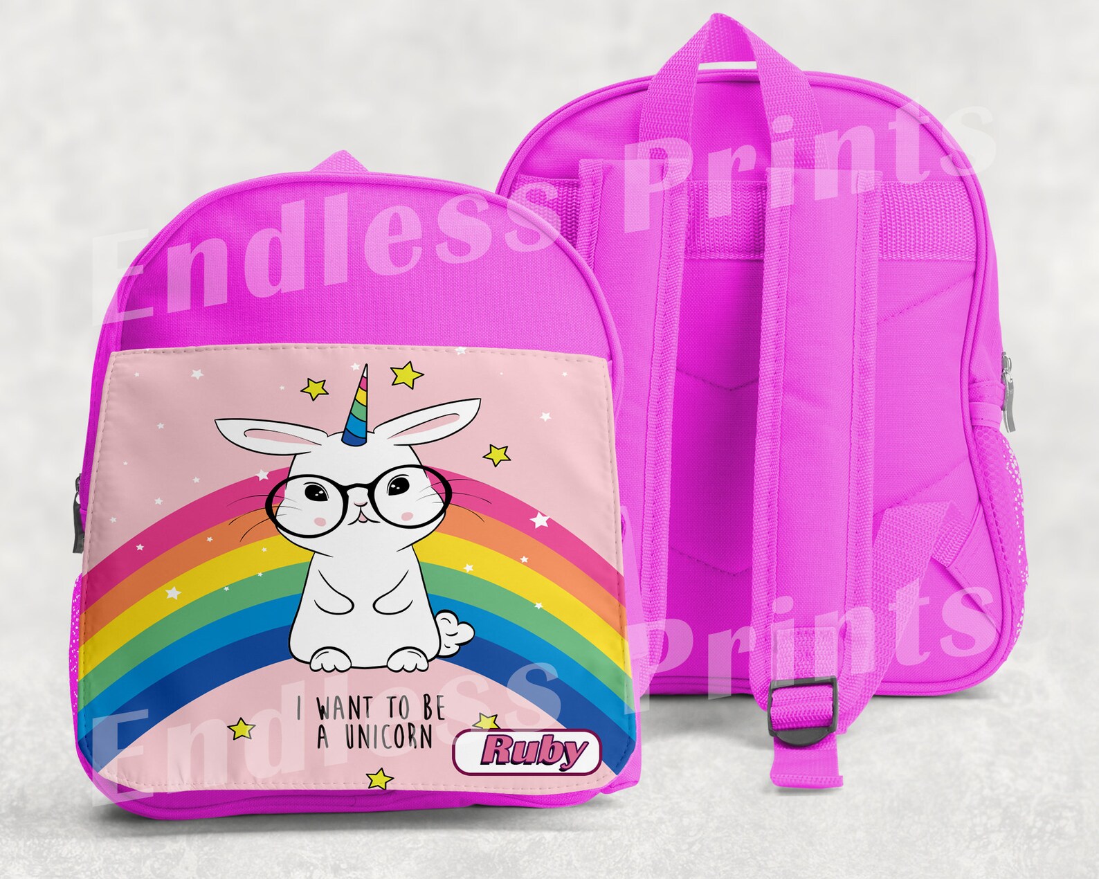 Personalised Unicorn Girls Backpack Pink School Bag Kids Etsy