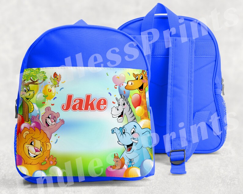 Personalised Blue Animal Print School Bag Boys Kids Backpack Etsy UK