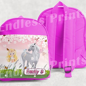 Personalised Unicorn Girls Backpack Pink School Bag Kids Backpack Childrens School PE Bag (4)