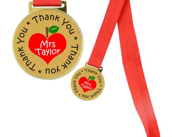 Teacher Gift Worlds Best Teacher Medal Best Teacher Award | Personalized Teacher Name Gift Gold Medal