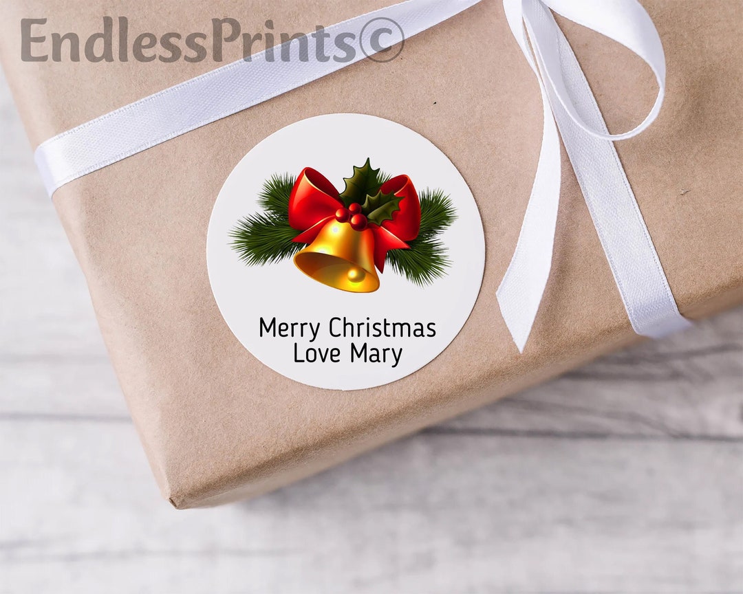 24 Personalised Christmas Bell Labels Gift Tag Stickers, Christmas Gift ...