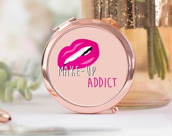 Rose Gold Pocket Mirror, Make-Up Addict Gift Make-Up Gift, Hen Party Pocket Mirror, Pocket Mirror, Handheld mirror, Bridesmaid Gift,