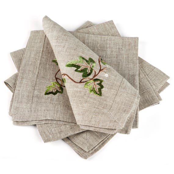 Table Napkins / Set of 4 / Gray / Ivy / 16x16 / Etsy