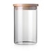 STACK UP Transparent Food Storage Canister - Safe Clear Borosilicate Glass Jar with Wooden Lid - Container for Kitchen Organization 