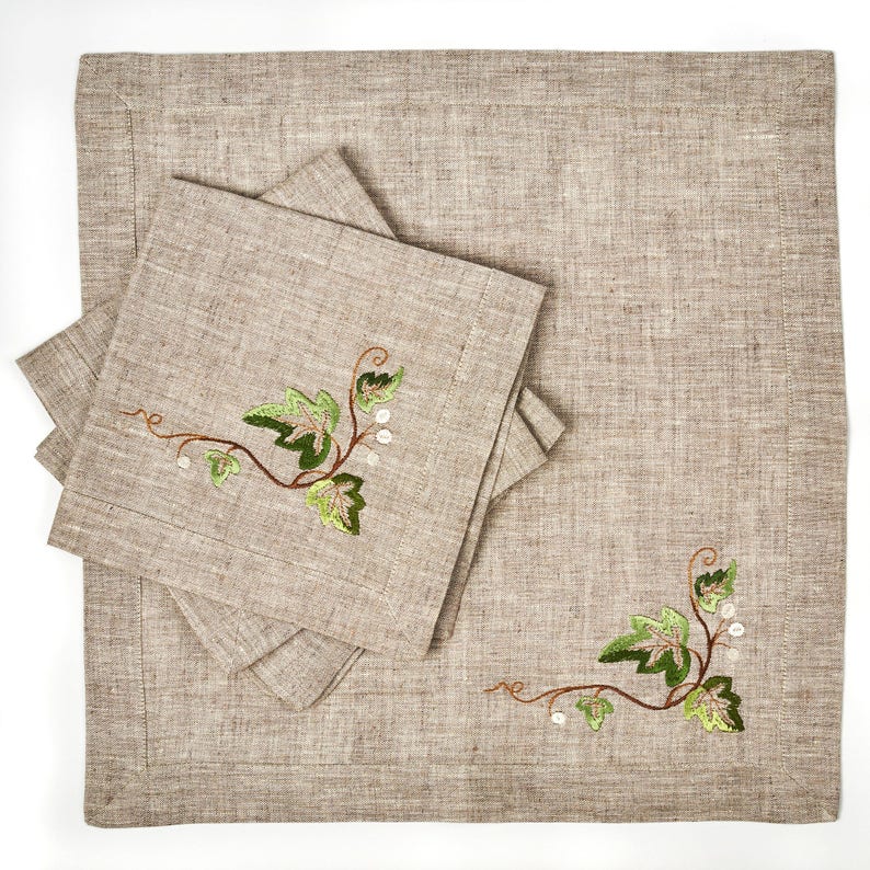 Table Napkins / Set of 4 / Gray / Ivy / 16x16 / Etsy