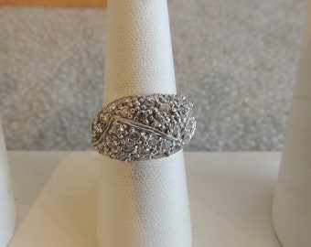 Sterling cubic zirconia cocktail ring size 7 3/4 vintage 80's ring...a beauty!