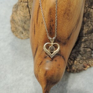 Sterling Heart Pendant with Sterling chain, marked Vintage