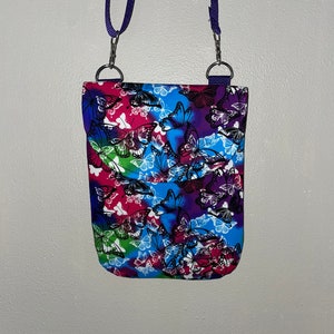 Nieuwe handgemaakte kleurrijke vlinder splash crossbody tas KLAAR VOOR VERZENDING